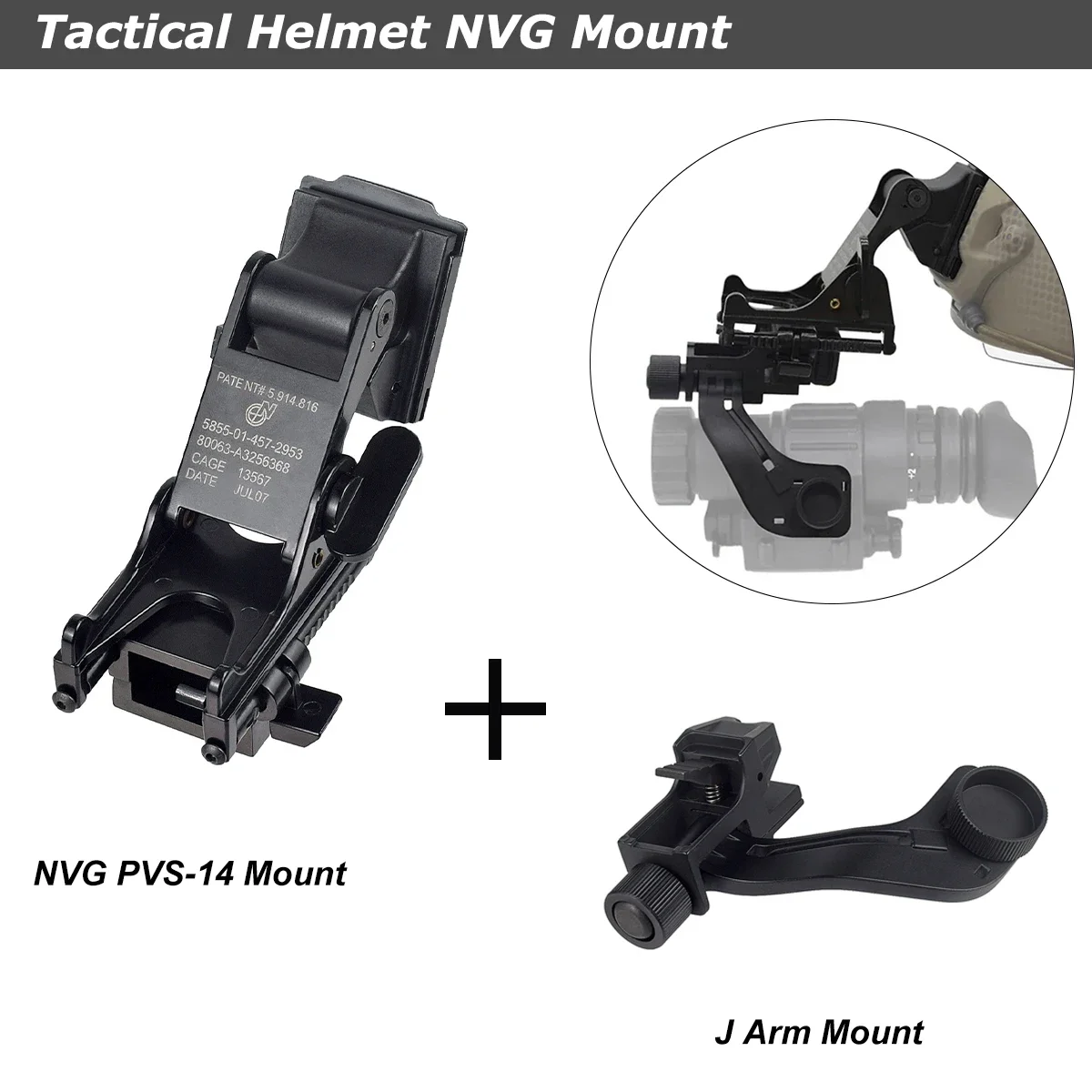 Kit de montaje de casco táctico MICH M88 FAST para Rhino NVG PVS-14 PVS-7 visión nocturna J adaptador de montaje en brazo accesorios Monoculares