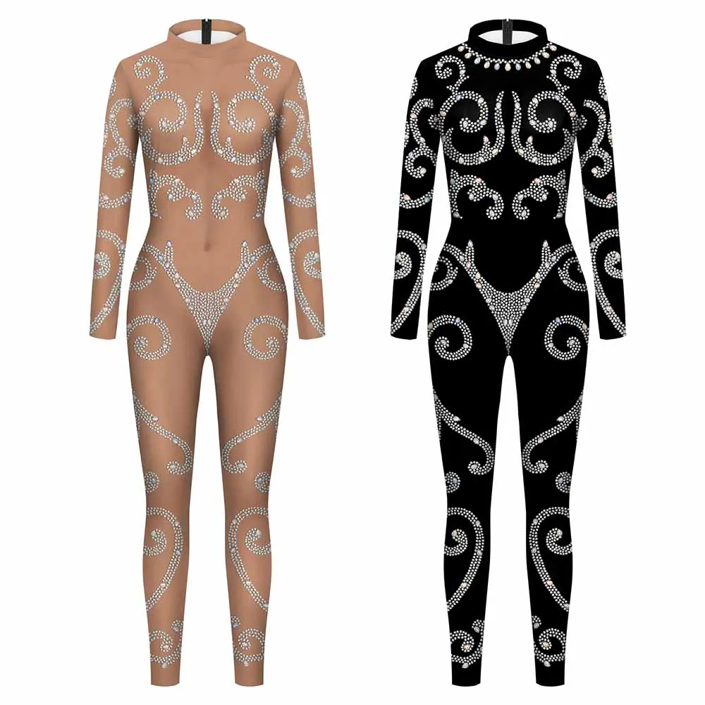 Zawaland-body con estampado 3D para mujer, disfraces de Cosplay, moda de Halloween, fiesta, espectáculo, mono Sexy de Halloween para mujer adulta