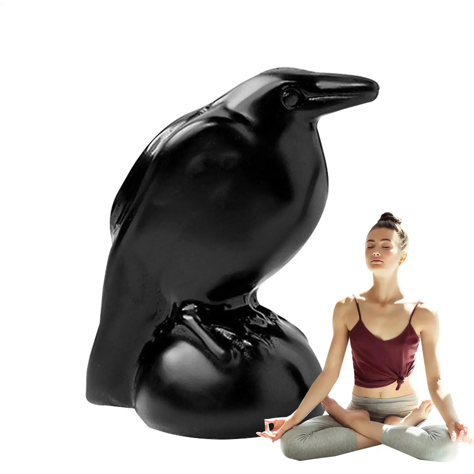 2026 Crow Statues for Home Decor Hand Carved Obsidian Obsidian Crow Ornament for Workplace Decor Bedroom