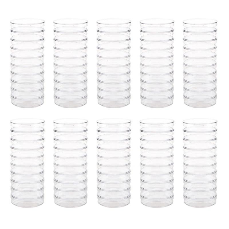 100Pcs Sterile Petri Dishes W/Lids For Lab Plate Bacterial Yeast 55Mm X 15Mm