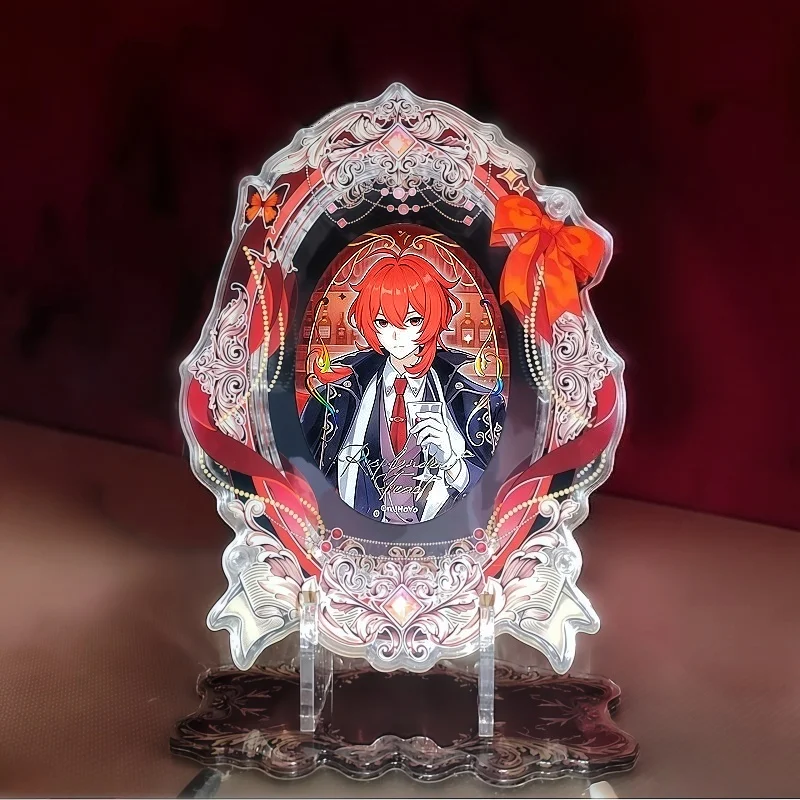 Magic Mirror Vintage Acrylic Badge Brick, Oval Frame Holder for 64*94mm Anime Pins, for Kpop Merch Shooting Prop & Desk Layout