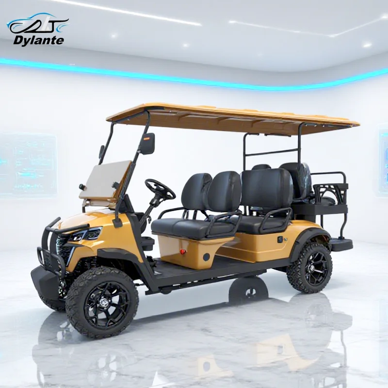 

Electric Lithium Battery Golf Cart 14 Inch Tire 4 Wheels 6 Seats Electric Golf Car 5000W Sightseeing Scooter