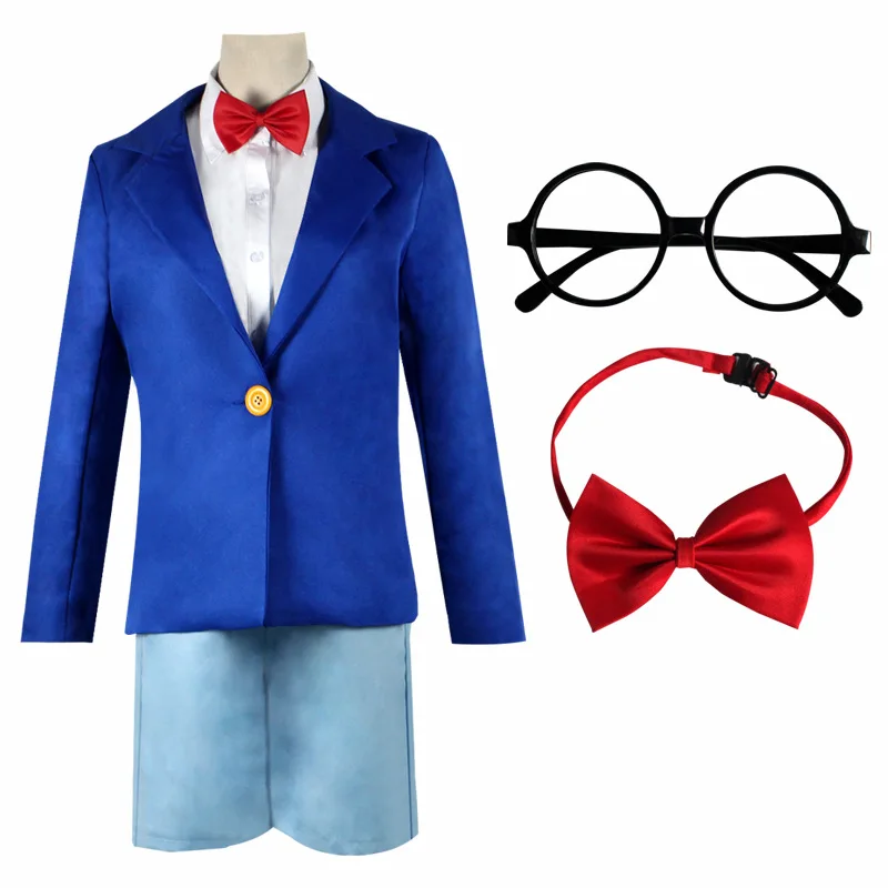 Hot Anime Kids Adult Conan Edogawa Anime Detective Conan Case Closed Edogawa Konan Cosplay Costume School Uniform Sets