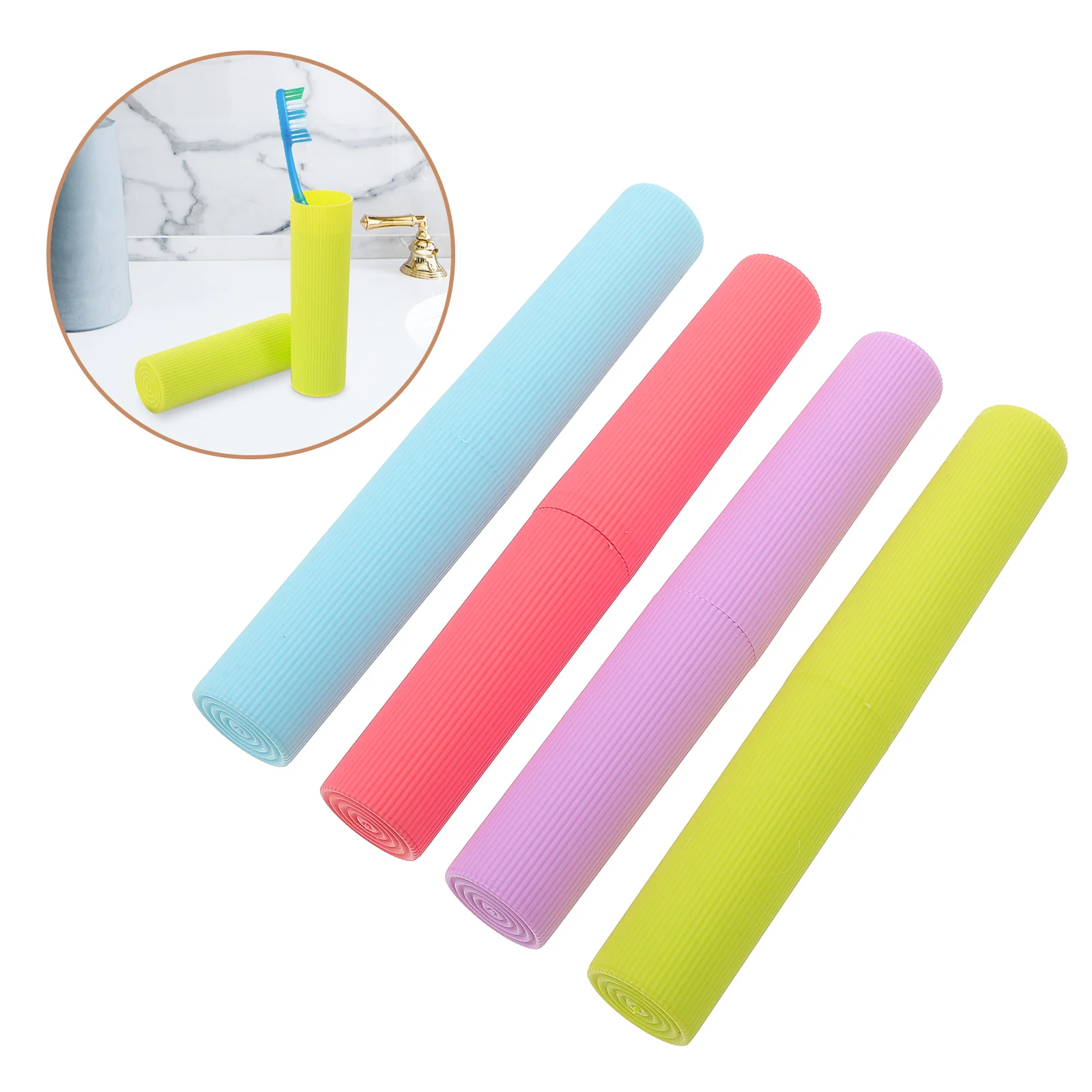 

4pcs Portable Toothbrush Case Premium Toothbrush Container Lightweight Simple Design For Travel Outdoor Business Trips Dental