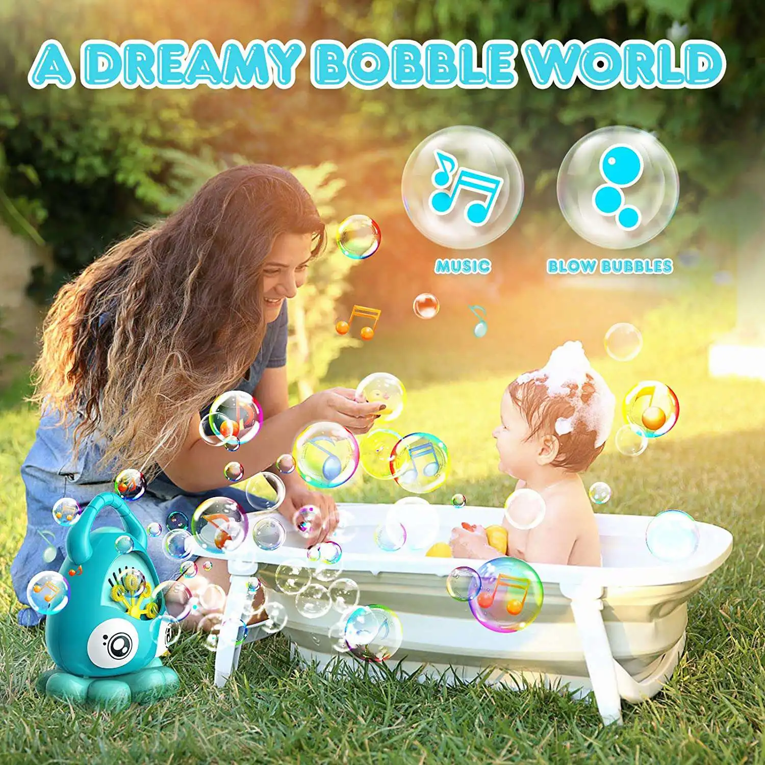 Octopus automatische Bubble Machine, tragbare Musik Bubble Maker, Bubble Toys für Jungen Mädchen im Alter von 3 Outdoor-Indoor-Partys