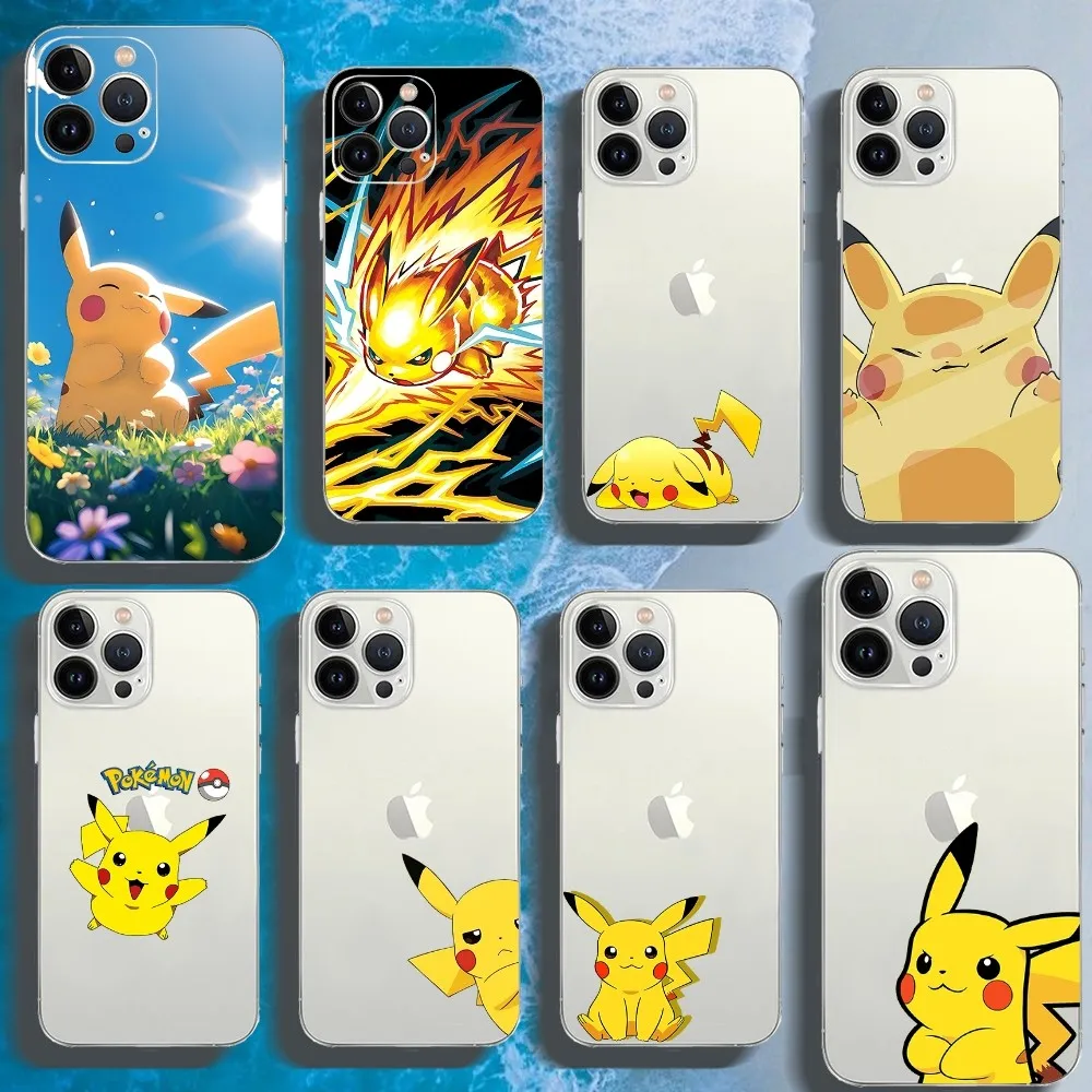 Super Strong P-Pikachu P-Pokemon Phone Case For Iphone 15 11 13 14 Pro Max 7 8 Plus X Xr Xs Max Se2020 12mini Transparent Cover