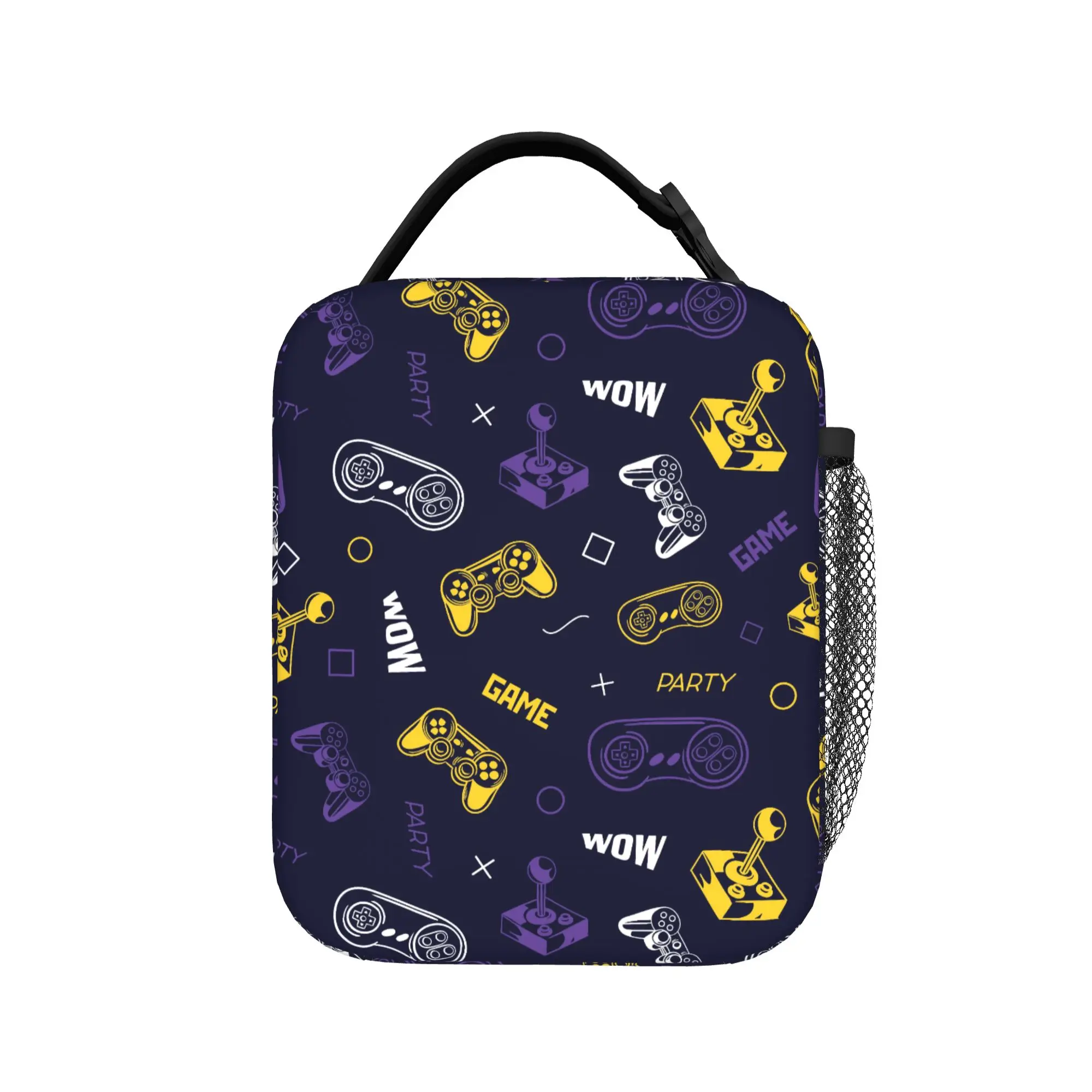 Game Controller Pattern Thermal Insulated Lunch Bag for Work  Portable Food Bag Cooler Thermal Lunch Boxes