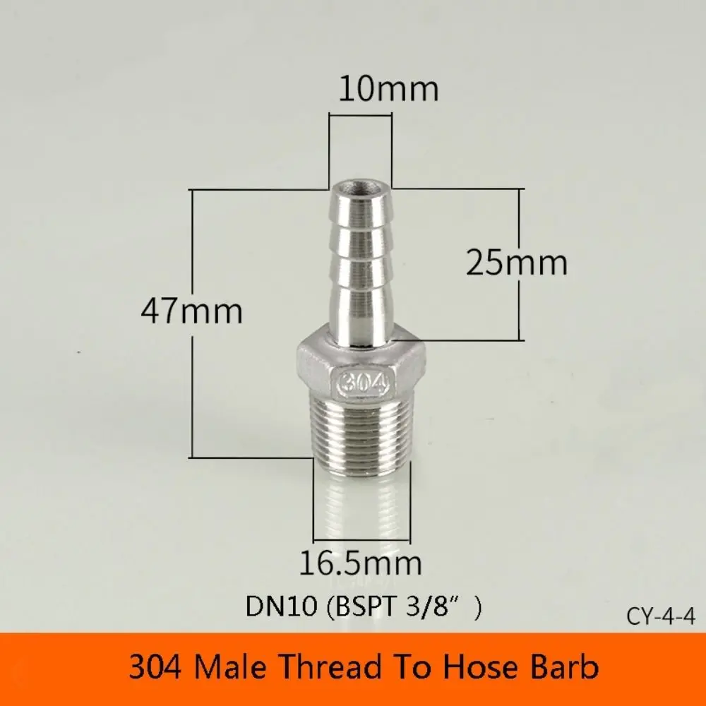 

1Pcs Connector Adapter Pipe Joint Male Thread 304 Stainless Steel Hose Connector 1/8" 3/8" 1/2" 1/4" BSPT Pipe Fitting
