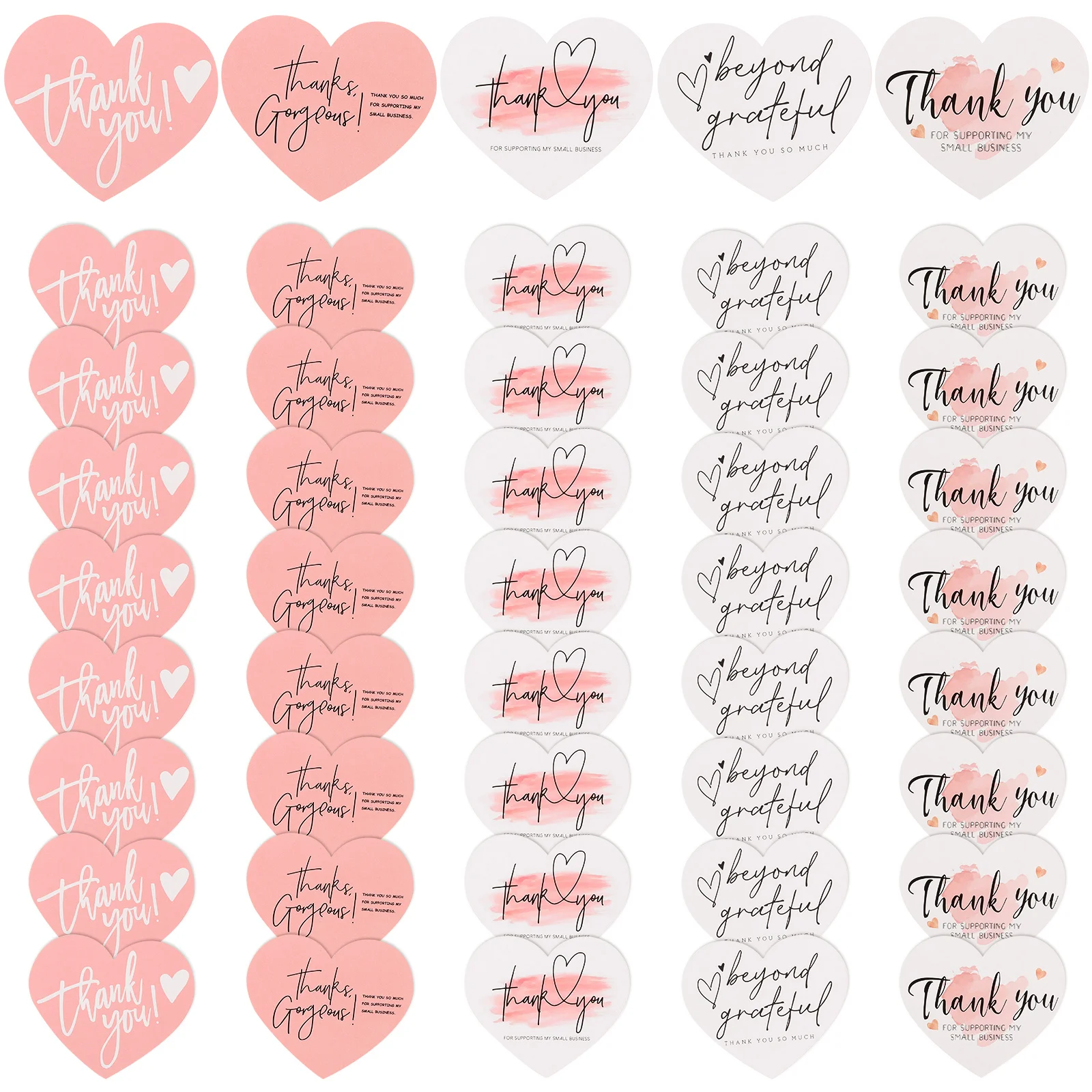 

150 Pcs Thank You Card Heart Shaped Coated Paper Elegant Design Wedding Bridal Shower Gift Small Business Supplies