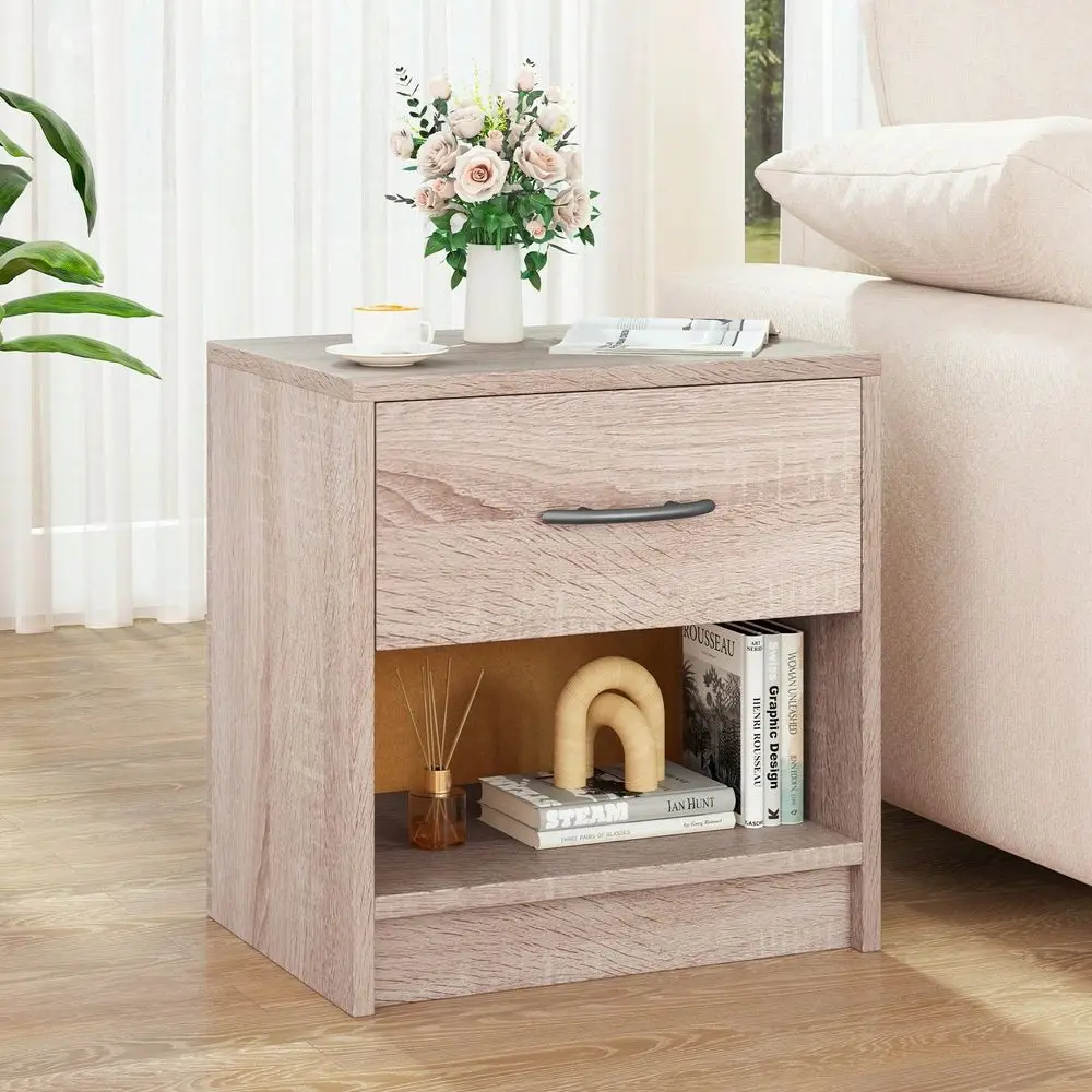 

Modern Nightstand Bedside Table With Drawer Open Storage Shelf For Small Spaces Light Gray OakWhite NaturalWhite Natural White