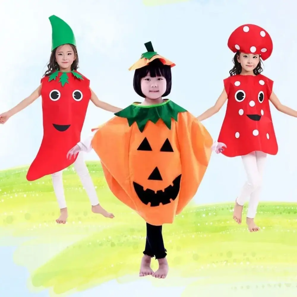 

Food Fruit Veggie Costume Pumpkin Cloak Role-playing Children Cosplay Costume Cartoon Design Clothing Props Performance Suit