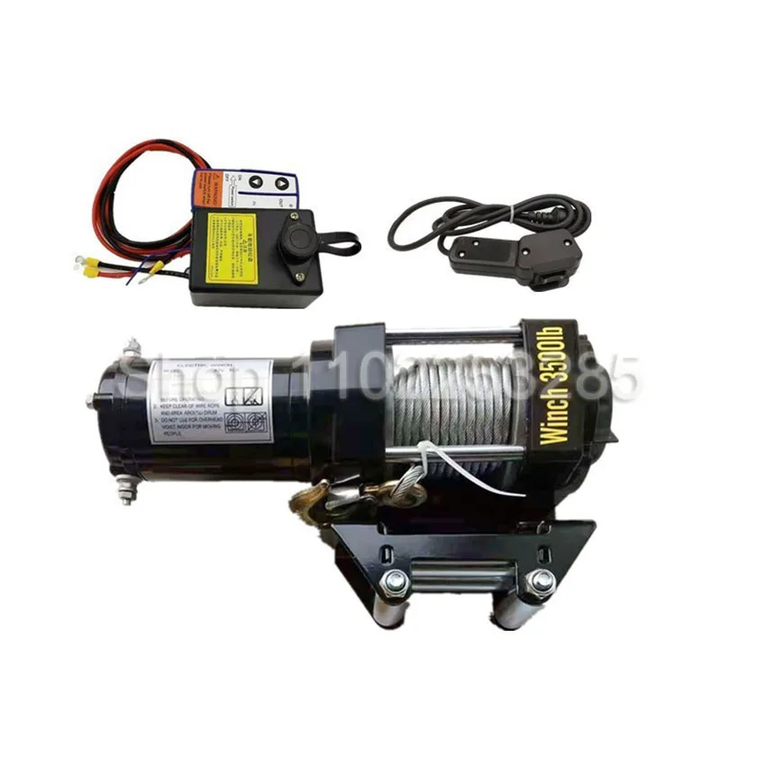 12v24v 3500 lbs Steel wire Rope Electric Winch For Traction Portable Winch Car Trailer Truck Off Road with hand/Wireless Control