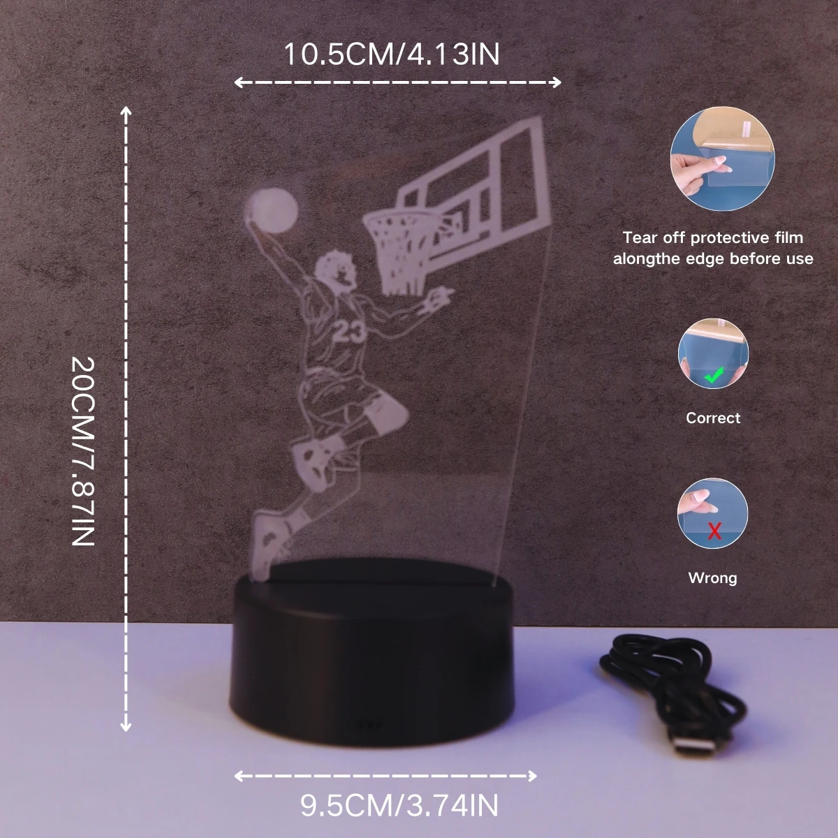 3D Basketball Master LED Night Light - USB Powered RGB 7 Colors, Suitable for Bedroom Decoration and Birthday Gifts