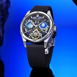 GUANQIN Tourbillon Men's Watches Luxury Automatic Watch For Men Mechanical Wristwatches Sapphire Waterproof Sports Reloj Hombre