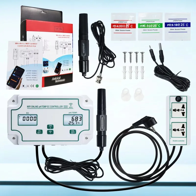 Wifi Digital 3-in-1 Aquarium PH Controller EC Temperature Meter Water Monitoring System for Pool Fishpond