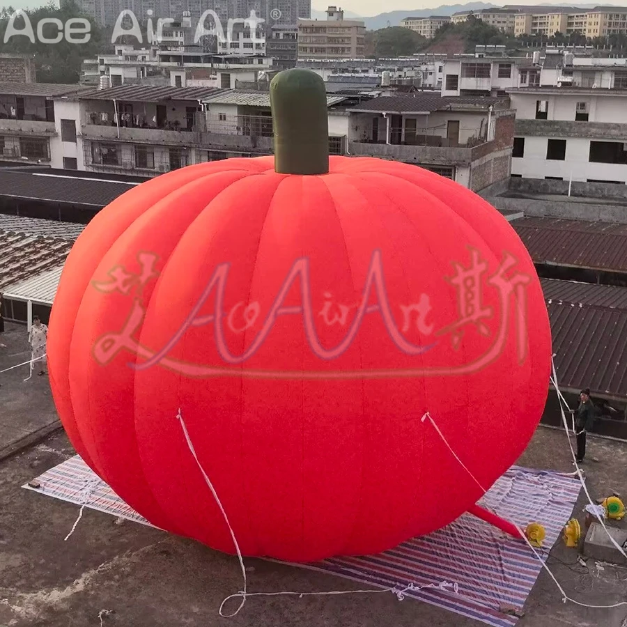 8.8m Diam×8mH Giant Outdoor Halloween Inflatable Evil Pumpkin Head with Lights For Festival Event Mexicano El Día de Muertos