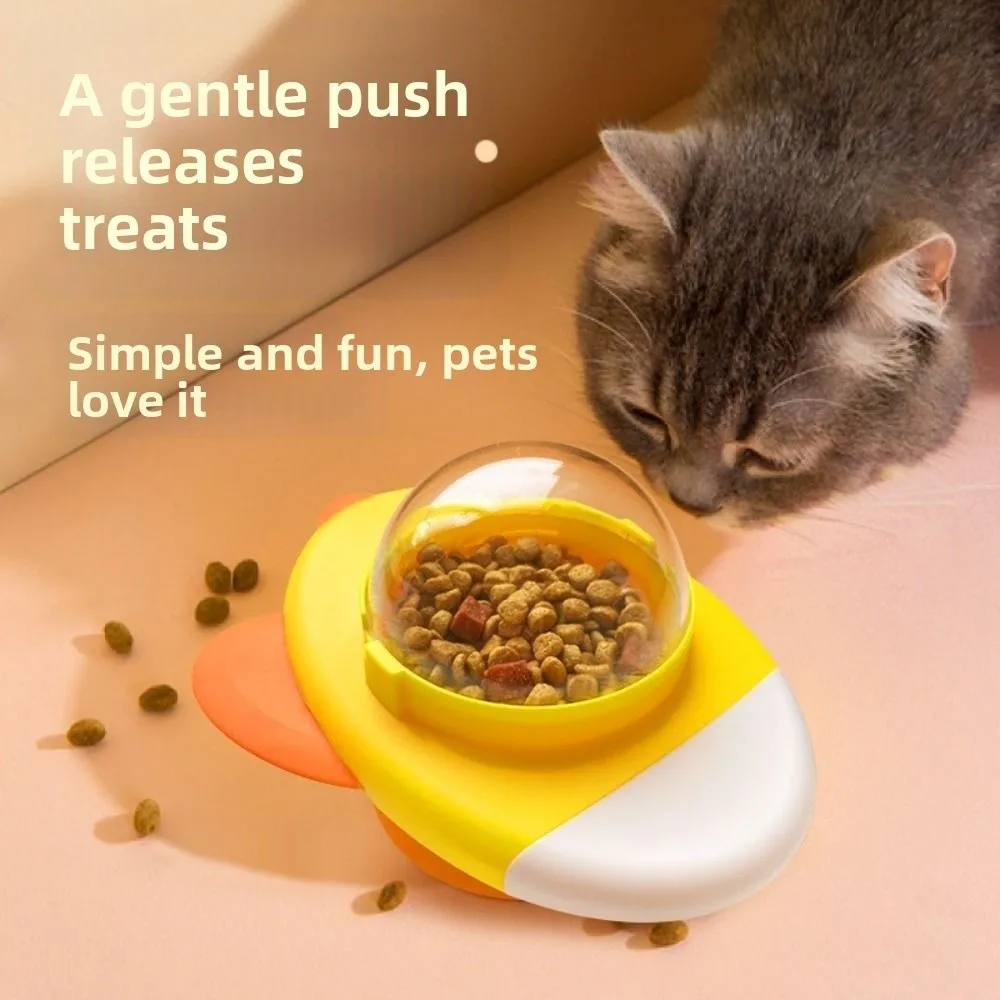 Creative Pet Automatic Rotation Feeder Adjustable Hole Anti-slip Base Interactive Pet Feeder Toys Multi-purpose Cartoon