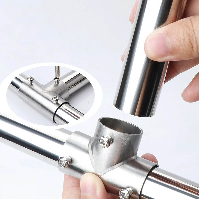 Pipe Fitting Connector, Fit 1 Inch(25mm) OD Pipe Stainless Steel Structural Pipe Connector Chain Link Fence Clamp