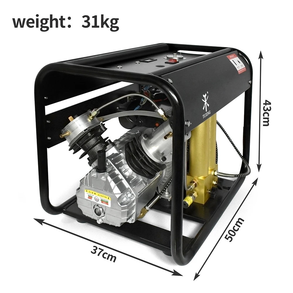 Imagem -05 - Tuxing-pcp Compressor de ar com Filtro Duplo Alta Pressão Cilindro Duplo 06.8l Mergulho Rifle de Mergulho Txedm042 300bar 4500psi