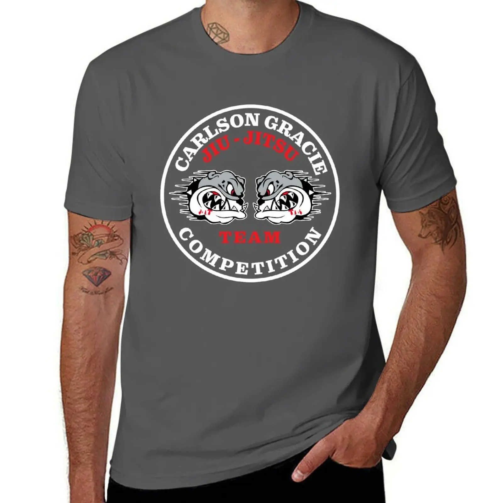 

Gracie Logo Competition Team Carlson T-Shirt Vintage Print Crew Neck Tee