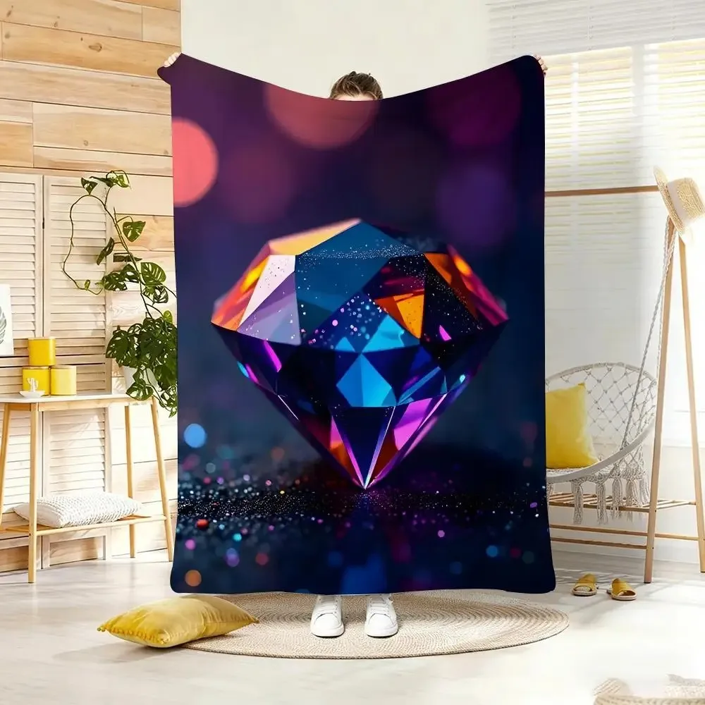 Vintage Sparkling Diamond Throw Lightweight  Flannel Blanket Soft Skin-friendly for Summer Cooling