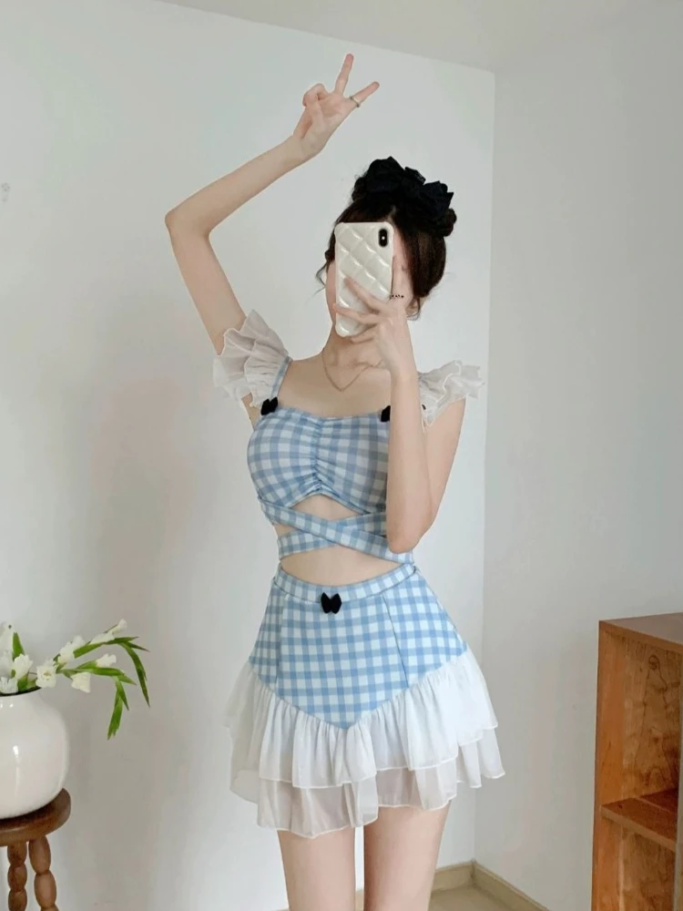 Ladies Slimming Halter Bathing Suit Cute Bowknot Retro High Neck Swimwear Fashion Summer Vacation Pool Party Outfits view 4