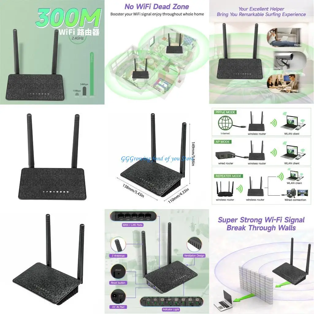 

H9EB Wireless Repeater 300Mbps Routing Intelligent WiFi Bridge Wireless Internet WiFi Amplifiers Extenders