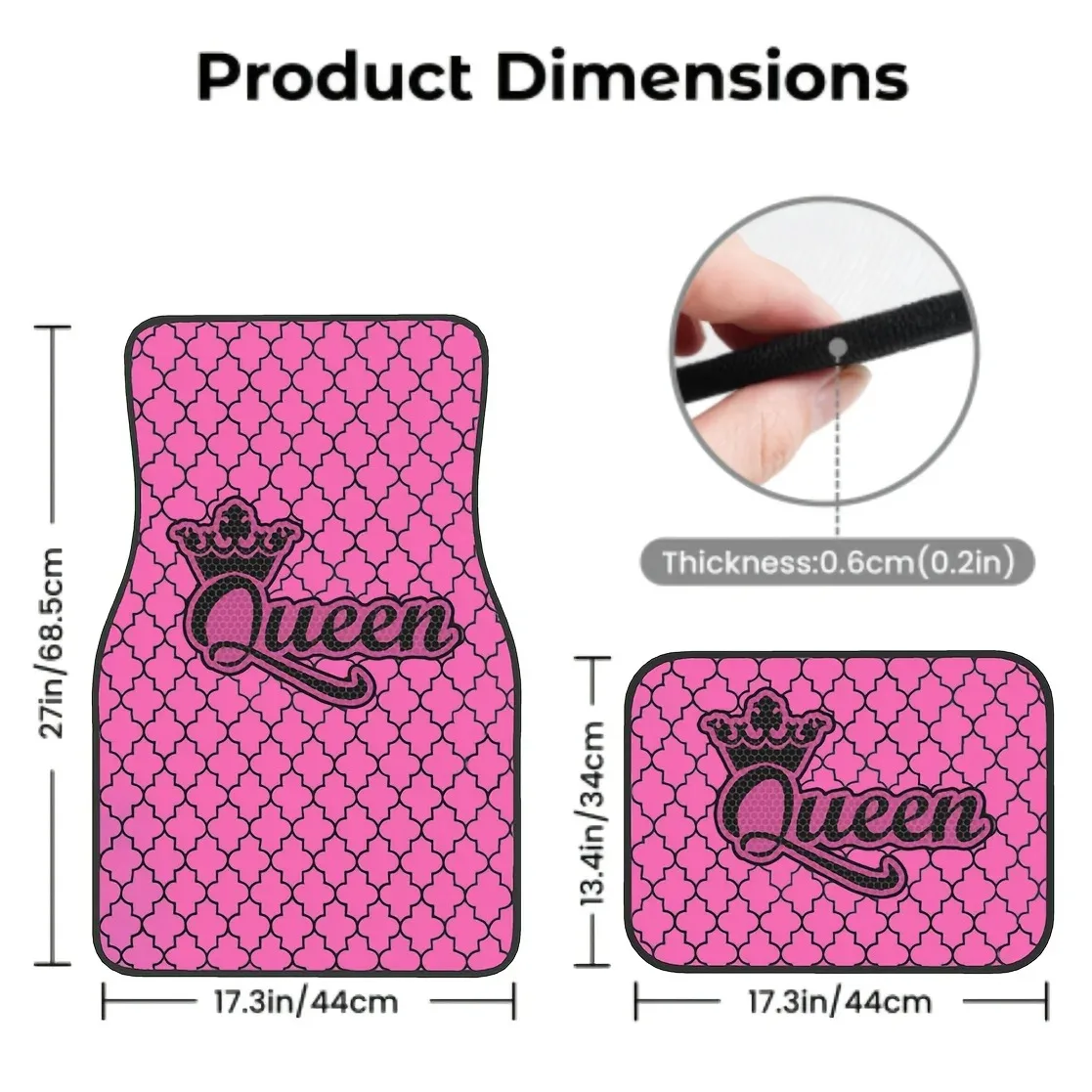 4 Pieces Pink Queen Crown Patterned Universal Fit Car Floor Mats Auto Carpet Rugs Set for SUV Van Truck - Gift for Men And Women view 3