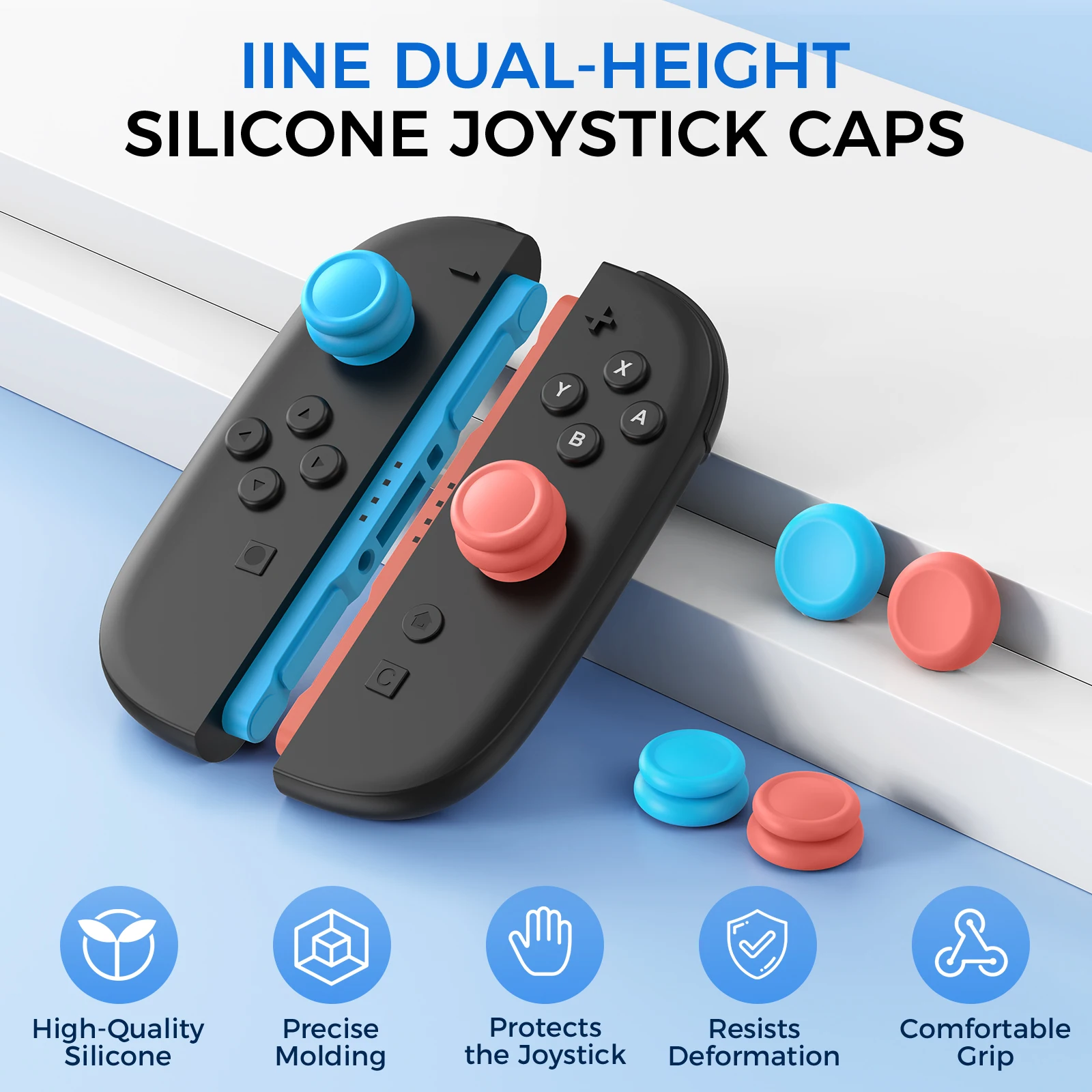 llNE Dual-height Silicone Joystick Caps for Switch 2 /  High-Quality Silicone，Precise Molding ，Comfortable Grip  ，Protects the J