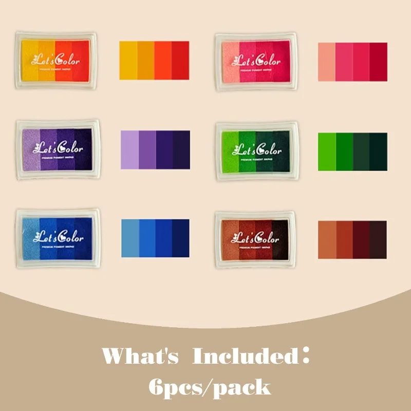 Cute Colorful Large Ink Pad 4 Color Gradient Stamp Pad Vivid Pigment Craft Ink Pad for DIY Scrapbooking Card Making Handcraft