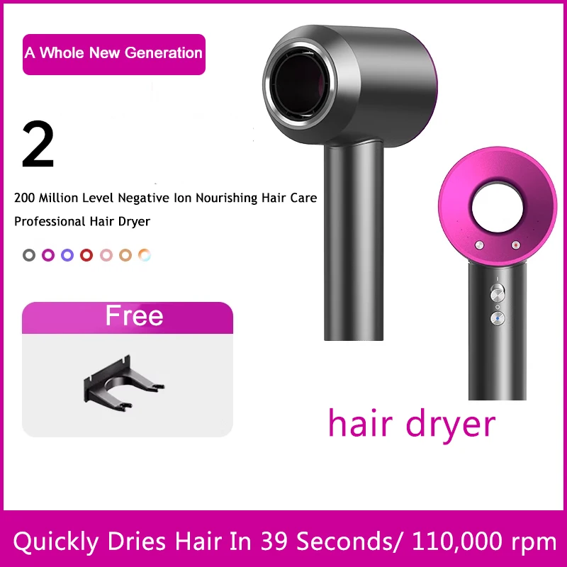 New Professional Bladeless High-Speed Hair Dryer Home Negative Ion Silent Hair Dryer Multi-Functional Styling Hair Dryer 1.8M EU