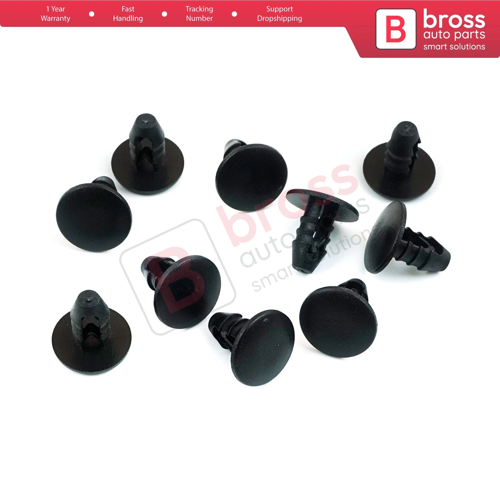 

Bross Auto Parts BCF5045 10 Pieces Fir Tree M.8 Clips For Renault Fiat Head Size: 14.70 mm