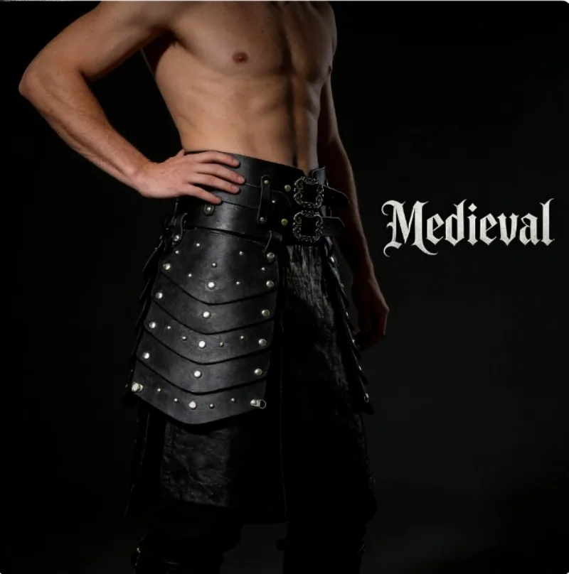 

Костюм викинга-гладиатора: пояс, накладки на ноги, средневековая боевая юбка, аксессуар для косплея, набор римского воина