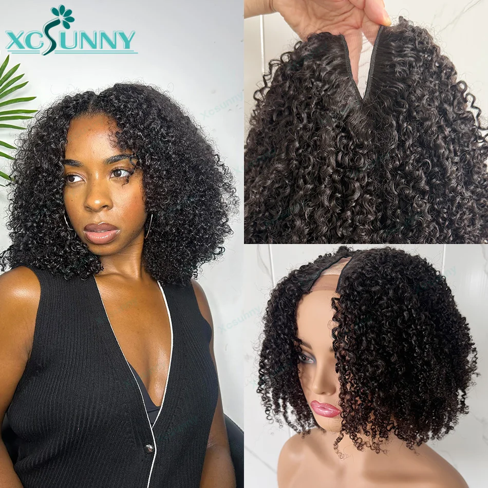 

V Part Wig Human Hair Kinky Curly Vpart Wig Brazilian Natural Curly U Part Wig Glueless For Women