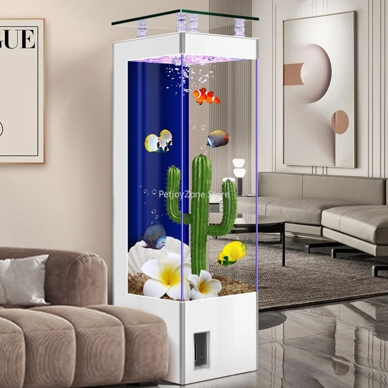 Float Glass Circulating Back Filtration Luxury Eco-Friendly Ultra Quiet Energy Saving Durable Living Room Rectangle Aquarium