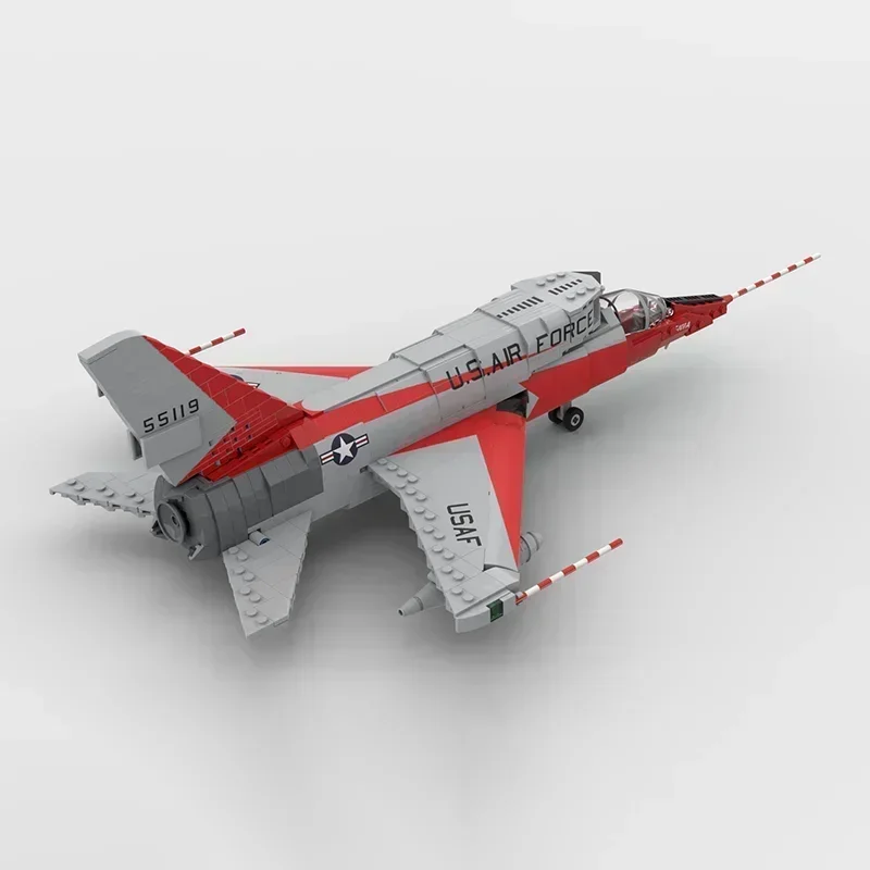 Moc cegły budowlane wojskowe 1:35 F-107 Ultra Saber Fighter technologia klocki modułowe prezenty zabawki świąteczne zestawy do samodzielnego montażu