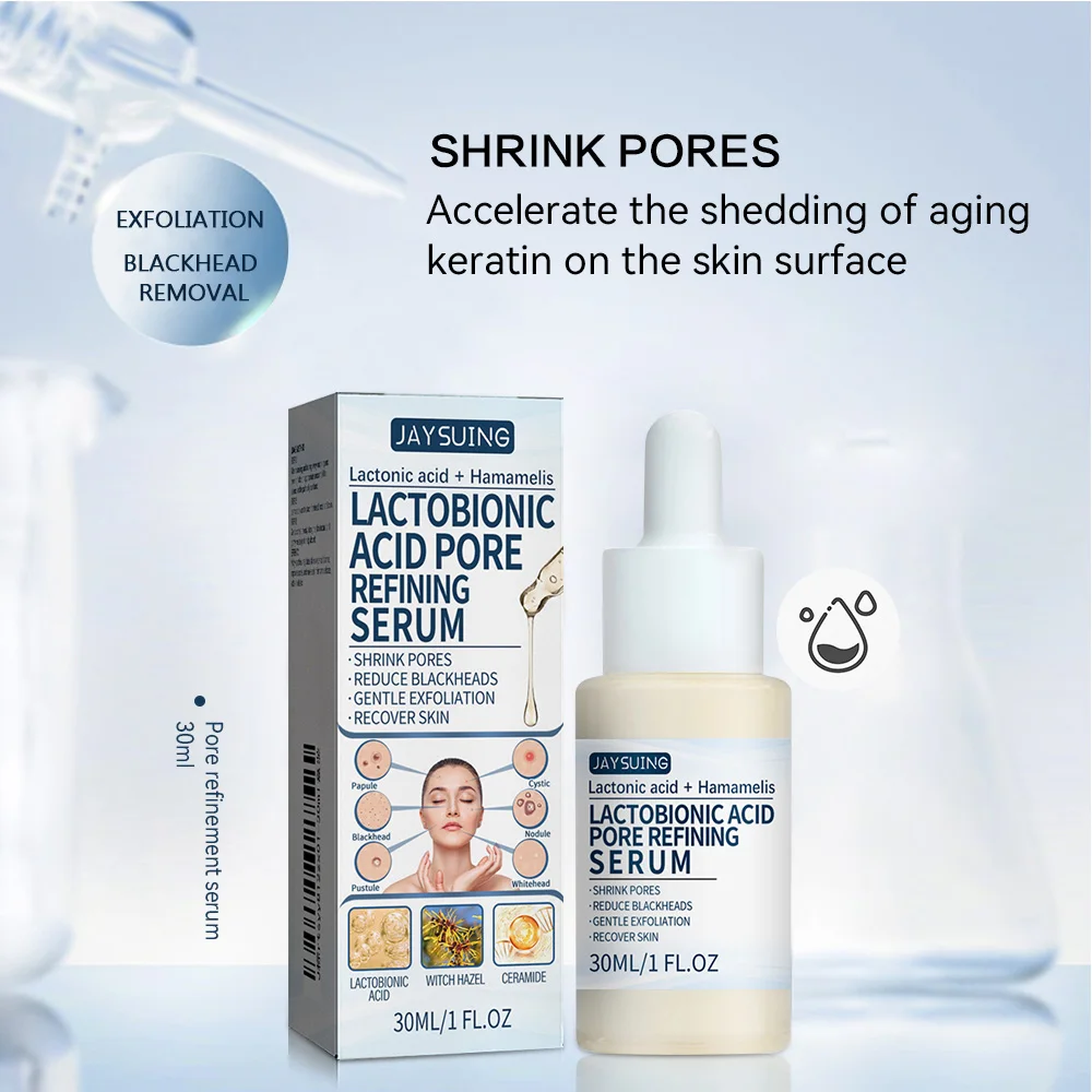 سيروم حمض اللاكتوز للتحكم في الزيوت ، إزالة الرؤوس السوداء ، تلاشي الخطوط الدقيقة ، مكافحة الشيخوخة ، التبييض الفعال ، التقشير ، جوهر انكماش المسام
