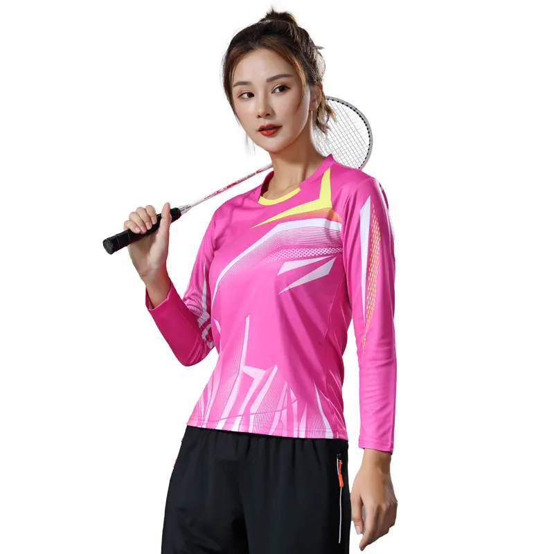 Tennis Shirt for Women Clothing Girls Sport Shirt Badminton Tee Shirt Tops Competition Training Sportswear Long Sleeve Clothes