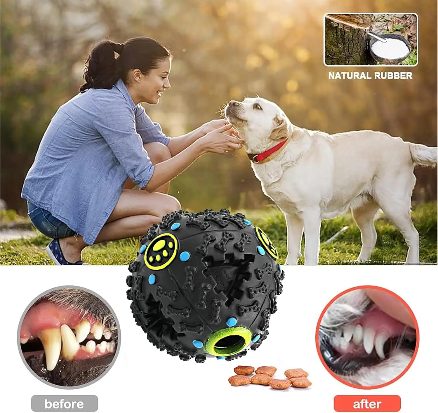 7.5cm Dog Toy Ball Treat Dispenser Balls Interactive Enrichment Boredom Dog Puzzle Toy Teeth Cleaning Chew Toy Exercise Game