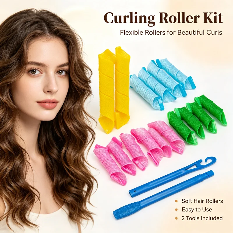 Magic No Heat Spiral Hair Rollers Home DIY Hair Curling Set Reusable Styling Tools For Ladies Long Hairstyle In Daily Home Life