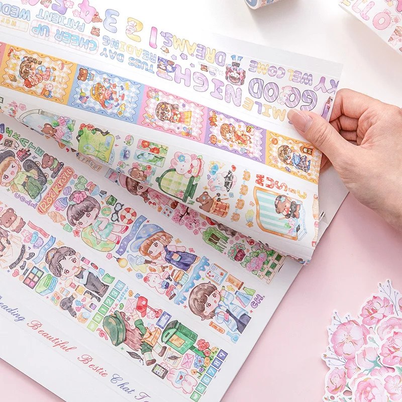 A4/A5 Size Double-sided Release Paper Hand Account Tape Sticker Cartoon Character Illustration Storage Book Creative Stationery