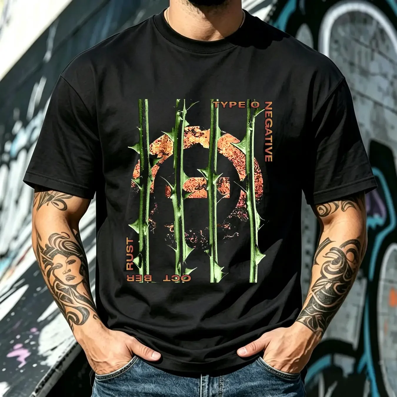washed T Shirt Type O Negative 1996 October Rust Vintage graphic all sizes TT9066 vintage Washed Unisex streetwear