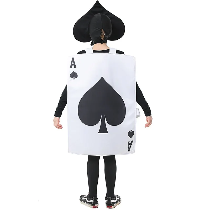 Kid Poker Spade Black A Costume Halloween Child Outfit Purim Boy Girl A Vest Hat Set Alice in Wonderland Cosplay Fancy Dress