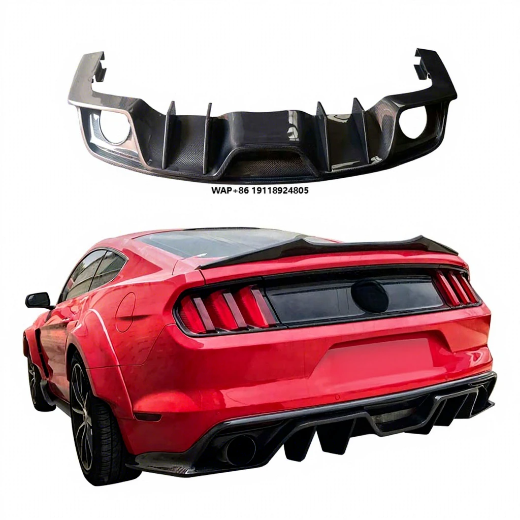 

New Carbon Fiber AC Style Rear Diffuser with Exhaust for 2015-2017 for Mustang Bumper Lip