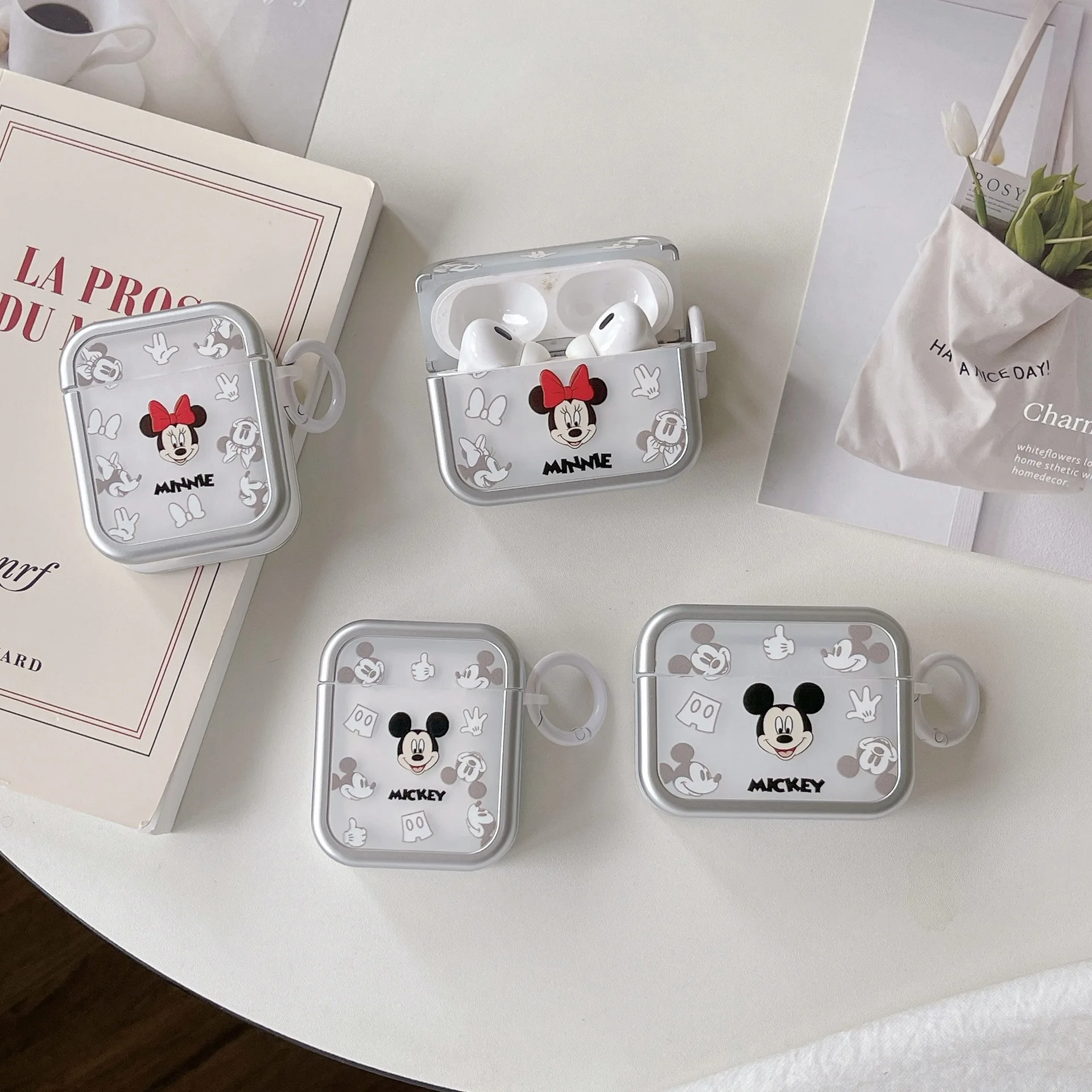 3D น่ารักการ์ตูน Mickey Minnie เมาส์หูฟังสําหรับ AirPods Pro 2rd สําหรับ AirPods 1 2 3 ไร้สายบลูทูธป้องกันกรณี
