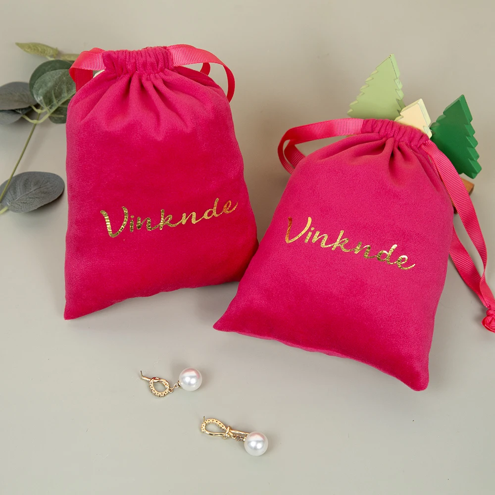 100 قطعة شعار مخصص المخملية مجوهرات حقيبة أقراط خواتم ماكياج الحقيبة الشريط الرباط أكياس شخصية عيد الميلاد هدايا الزفاف #3