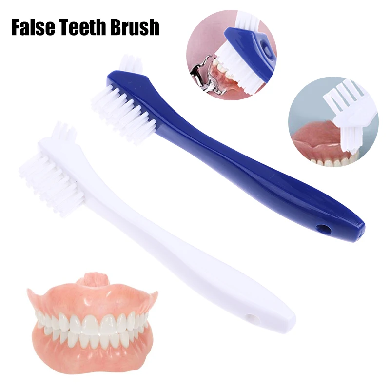 Denture Toothbrush Hard/Soft Double Bristle for False Teeth Brush Superb Total Cleaning