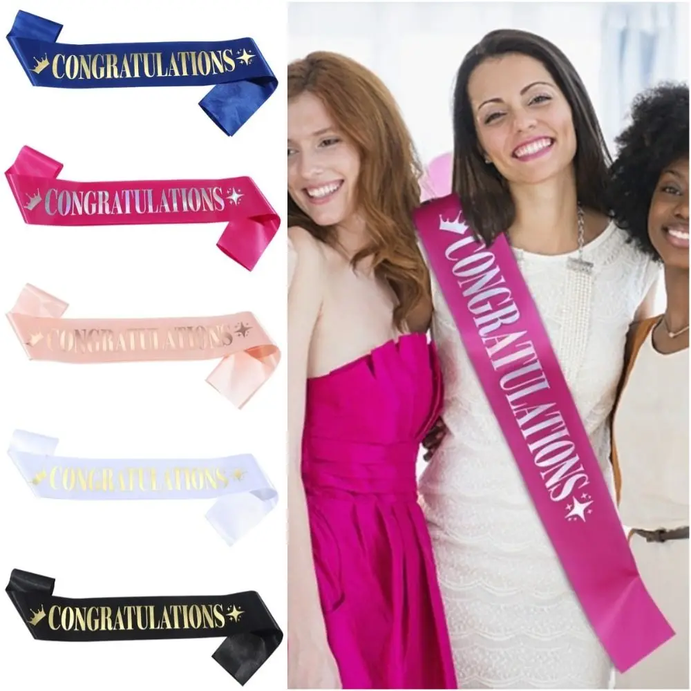 

New Satin Congratulation Sash Multiple Colors One Size Graduated Stole Satin Sash Decoration Supplies