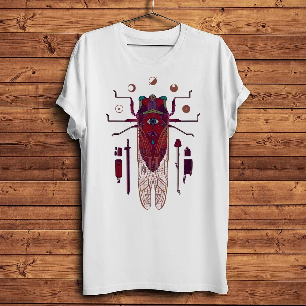 Cicadidae cicada summer Harbinger symbol Funny artistic TShirt Men Homme Daily Casual Short sleeve T Shirt Unisex Breathable Tee