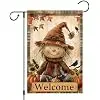Fall Scarecrow Garden Flag 12x18 Inch Double Sided Welcome Yard Flag, Pumpkin Sunflower Maple Leaves Rustic Harvest Farmhous jjp